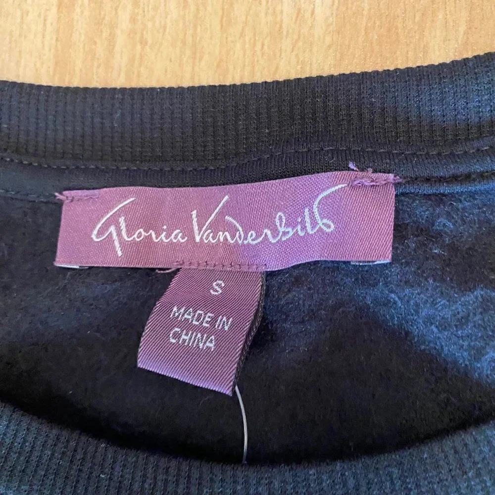 Gloria Vanderbilt Black Lace Sweatshirt SZ S NWT